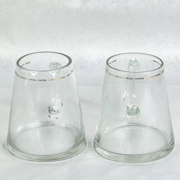 Vintage Irish Coffee Mugs Glass Cups Gold Letters Set of 4 Clear Barware Glass - Picture 4 of 10
